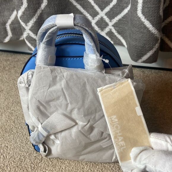 BNWT - MICHAEL KORS JAYCEE MINI PEBBLED LEATHER BLUE MINI BACKPACK - Picture 4 of 9